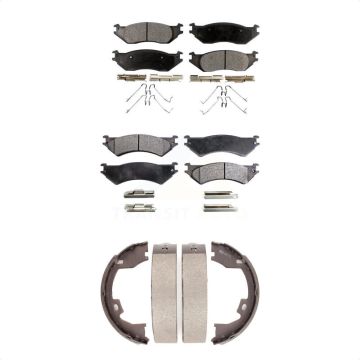 Front Rear Ceramic Brake Pads And Parking Shoes Kit For 2007 Ford E-150 From 10 17 06 KTN-100605