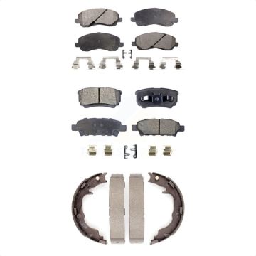 Front Rear Ceramic Brake Pads & Parking Shoe Kit For Jeep Patriot Mitsubishi Lancer Dodge KTN-100635