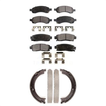 Front Rear Ceramic Brake Pads And Parking Shoe Kit For GMC Acadia Buick Enclave Chevrolet KTN-100640