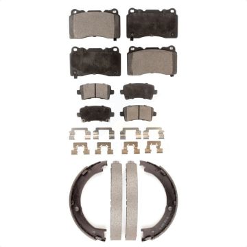 Front Rear Ceramic Brake Pads And Parking Shoes Kit For Cadillac XTS KTN-100642