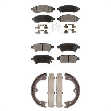 Front Rear Ceramic Brake Pads And Parking Shoes Kit For Nissan Pathfinder Xterra KTN-100643