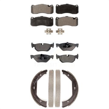 Front Rear Ceramic Brake Pads & Parking Shoes Kit For 2013 BMW 328i Convertible with 3.0L KTN-100669