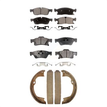 Front Rear Ceramic Brake Pads & Parking Shoe Kit For Dodge Durango Jeep Grand Cherokee WK KTN-100701