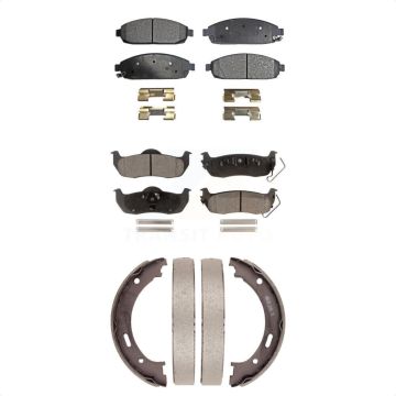 Front Rear Ceramic Brake Pads And Parking Shoes Kit For Jeep Grand Cherokee Commander KTN-100706