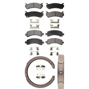 Front Rear Ceramic Brake Pads Parking Shoes Kit For Chevrolet Avalanche 1500 GMC Yukon XL KTN-100713