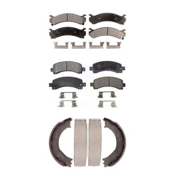 Front Rear Ceramic Brake Pads Parking Shoe Kit For Chevrolet GMC Express 2500 3500 Savana KTN-100719