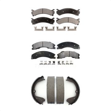 Front Rear Ceramic Brake Pads Parking Shoe Kit For Chevrolet Express 3500 GMC Savana 4500 KTN-100721