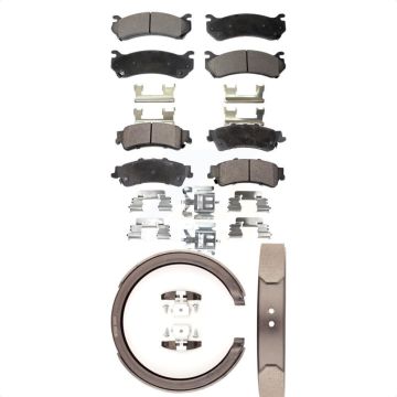 Front Rear Ceramic Brake Pads Parking Shoe Kit For Chevrolet GMC Silverado 1500 Sierra XL KTN-100731