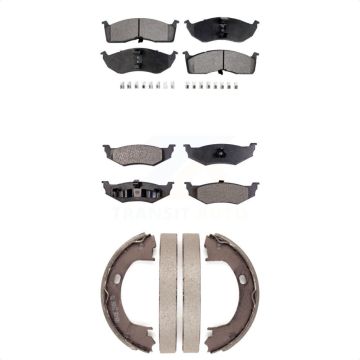 Front Rear Ceramic Brake Pads And Parking Shoes Kit For Neon Dodge Plymouth KTN-100772