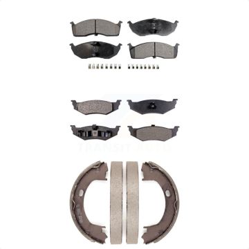 Front Rear Ceramic Brake Pads Parking Shoes Kit For Chrysler Intrepid Dodge Concorde 300M KTN-100774