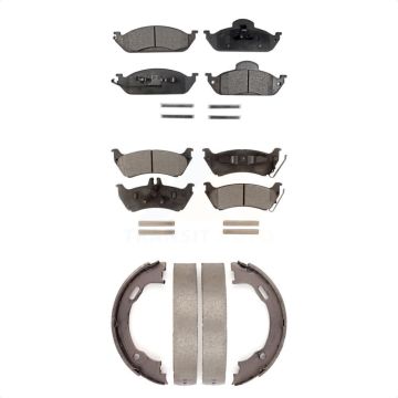 Front Rear Ceramic Brake Pads And Parking Shoes Kit For Mercedes-Benz ML320 ML350 ML430 KTN-100778
