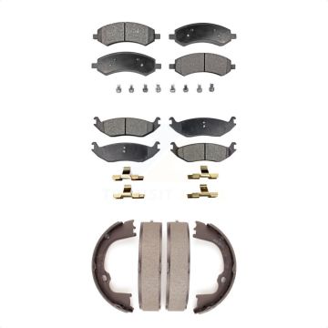 Front Rear Ceramic Brake Pads Parking Shoes Kit For Ram 1500 Classic Dodge Chrysler Aspen KTN-100786