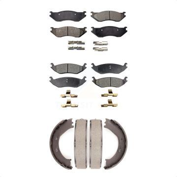 Front Rear Ceramic Brake Pads And Parking Shoes Kit For Dodge Ram 1500 Durango KTN-100796