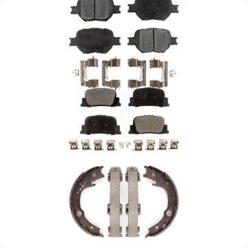 Front Rear Ceramic Brake Pads And Parking Shoes Kit For 2005-2010 Scion tC KTN-100811