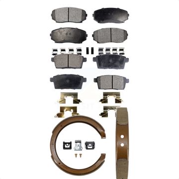 Front Rear Ceramic Brake Pads Parking Shoes Kit For Ford Edge Mazda CX-7 CX-9 Lincoln MKX KTN-100821