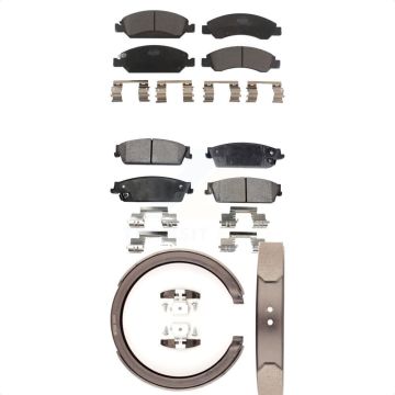 Front Rear Ceramic Brake Pads Parking Shoe Kit For GMC Chevrolet Sierra 1500 Silverado XL KTN-100828