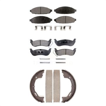 Front Rear Ceramic Brake Pads And Parking Shoes Kit For Mercury Grand Marquis Ford Crown KTN-100845