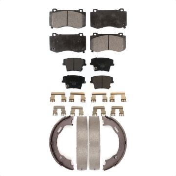 Front Rear Ceramic Brake Pads Parking Shoes Kit For Dodge Charger R T Scat Pack with 6.4L KTN-100849