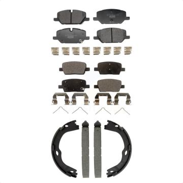 Front Rear Ceramic Brake Pads & Parking Shoe Kit For 2021-2022 Chevrolet Camaro LT/LT1/LS KTN-100946
