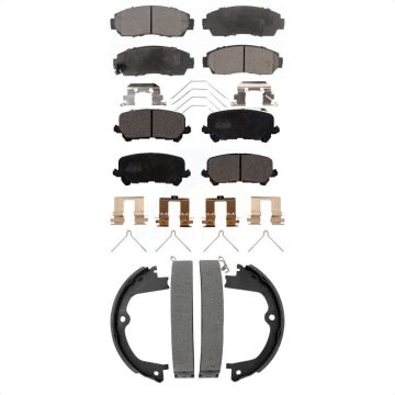 Front Rear Ceramic Brake Pads And Parking Shoes Kit For 2019-2024 Honda Passport KTN-100979