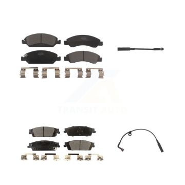 Front Rear Ceramic Brake Pad & Wear Sensor Kit For Chevrolet Silverado 1500 LD GMC Sierra KTW-100384