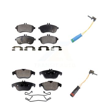 Front Rear Ceramic Disc Brake Pads And Wear Sensors Kit For 2012 Mercedes-Benz C250 1.8L KTW-100395