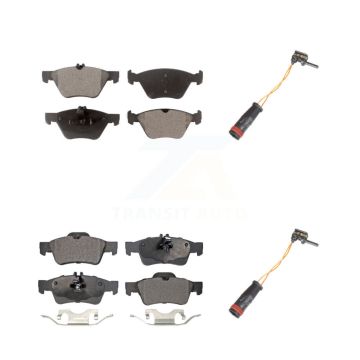Front Rear Ceramic Disc Brake Pads And Wear Sensors Kit For Mercedes-Benz E350 E300 KTW-100449
