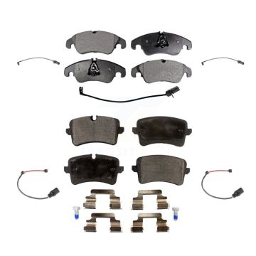 Front Rear Ceramic Disc Brake Pads And Extra Wear Sensors Kit For 2012 Audi A6 KTW-100585