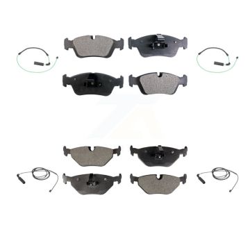 Front Rear Ceramic Disc Brake Pads And Wear Sensors Kit For 2001-2005 BMW 325xi 2.5L KTW-100698