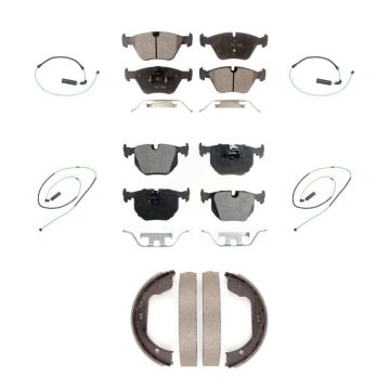 Front Rear Ceramic Disc Brake Pads And Wear Sensors Kit (7Pc) For 2005-2006 BMW M3 3.2L KTW-100839
