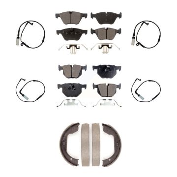 Front Rear Ceramic Disc Brake Pads And Wear Sensors Kit (7Pc) For BMW 525i KTW-100840