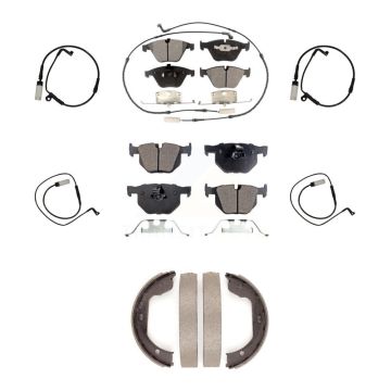 Front Rear Ceramic Disc Brake Pads And Extra Wear Sensors Kit (7Pc) For BMW 535i xDrive KTW-100849