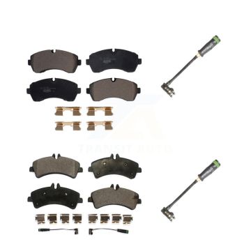 Front Rear Ceramic Disc Brake Pads & Extra Wear Sensor Kit For Freightliner Sprinter 3500 KTW-101416