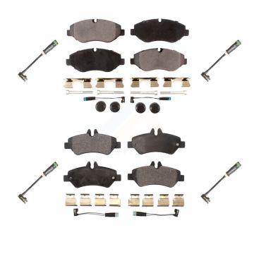 Front Rear Ceramic Brake Pad & Extra Wear Sensor Kit For 10-18 Freightliner Sprinter 2500 KTW-101459