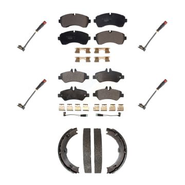 Front Rear Ceramic Brake Pads Extra Wear Sensor Kit (7Pc) For 09 Dodge Sprinter 3500 3.0L KTW-101489