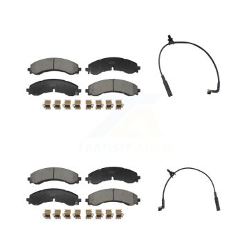 Front Rear Ceramic Brake Pad & Wear Sensor Kit For GMC Chevrolet Sierra 2500 HD Silverado KTW-101751