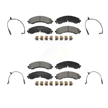 Front Rear Ceramic Brake Pad & Wear Sensor Kit For GMC Chevrolet Sierra 2500 HD Silverado KTW-101774