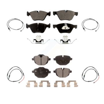 Front Rear Ceramic Disc Brake Pads And Wear Sensors Kit For BMW 528i KTW-101779