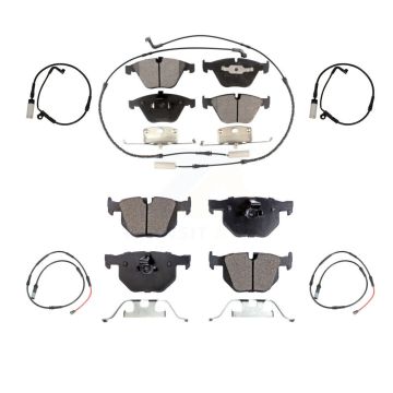 Front Rear Ceramic Brake Pad And Extra Wear Sensor Kit For 2009-2010 BMW 528i xDrive 3.0L KTW-101782