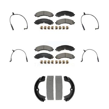 Front Rear Ceramic Brake Pads Wear Sensor Kit (7Pc) For GMC Chevrolet Sierra 2500 HD 3500 KTW-101804