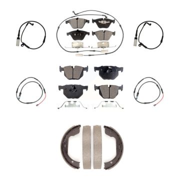 Front Rear Ceramic Brake Pad & Extra Wear Sensor Kit (7Pc) For 09-10 BMW 528i xDrive 3.0L KTW-101822