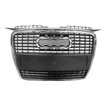 Grille Assembly w/o Sport Pkg Brilliant Black for Audi A3 2006-2008