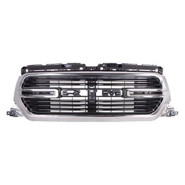 Grille Assembly w/o Surround View Camera Black Chrome Surround for Ram 1500 2019-2022