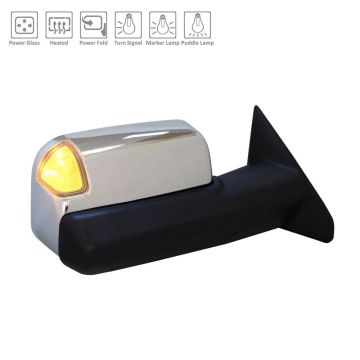 Door Mirror Right w/Towing Pkg w/o Blind Spot Sensor w/o Surround View w/o Memory Chrome for Ram 2500 3500