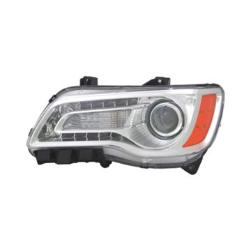 Headlight Assembly Composite Left Halogen Chrome Bezel CAPA for Chrysler 300 Sedan 2011-2014