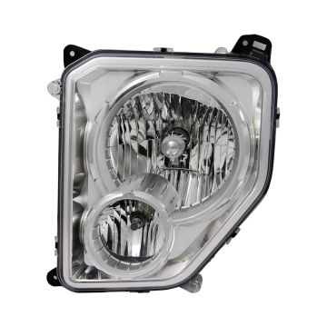 Headlight Assembly Composite Left w/Fog Lamps Chrome Bezel Round Bulb Shield for Jeep Liberty 2010-2012