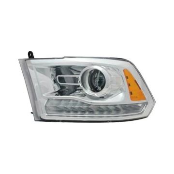 Headlight Assembly Composite Left To 12-14-14 Halogen Projector Type Chrome Bezel for Ram 1500 2500 3500
