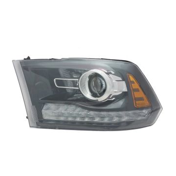 Headlight Assembly Composite Left Halogen Projector Type Black Bezel CAPA for Ram 1500 Sport 2013-2014