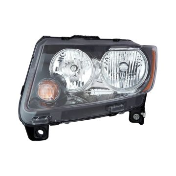 Headlight Assembly Composite Left Standard Type w/Black Trim for Jeep Compass 2013-2017