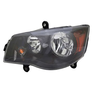 Headlight Assembly Composite Left Halogen Quad Lamps w/Black Bezel for Dodge Grand Caravan Chrysler Town & Country